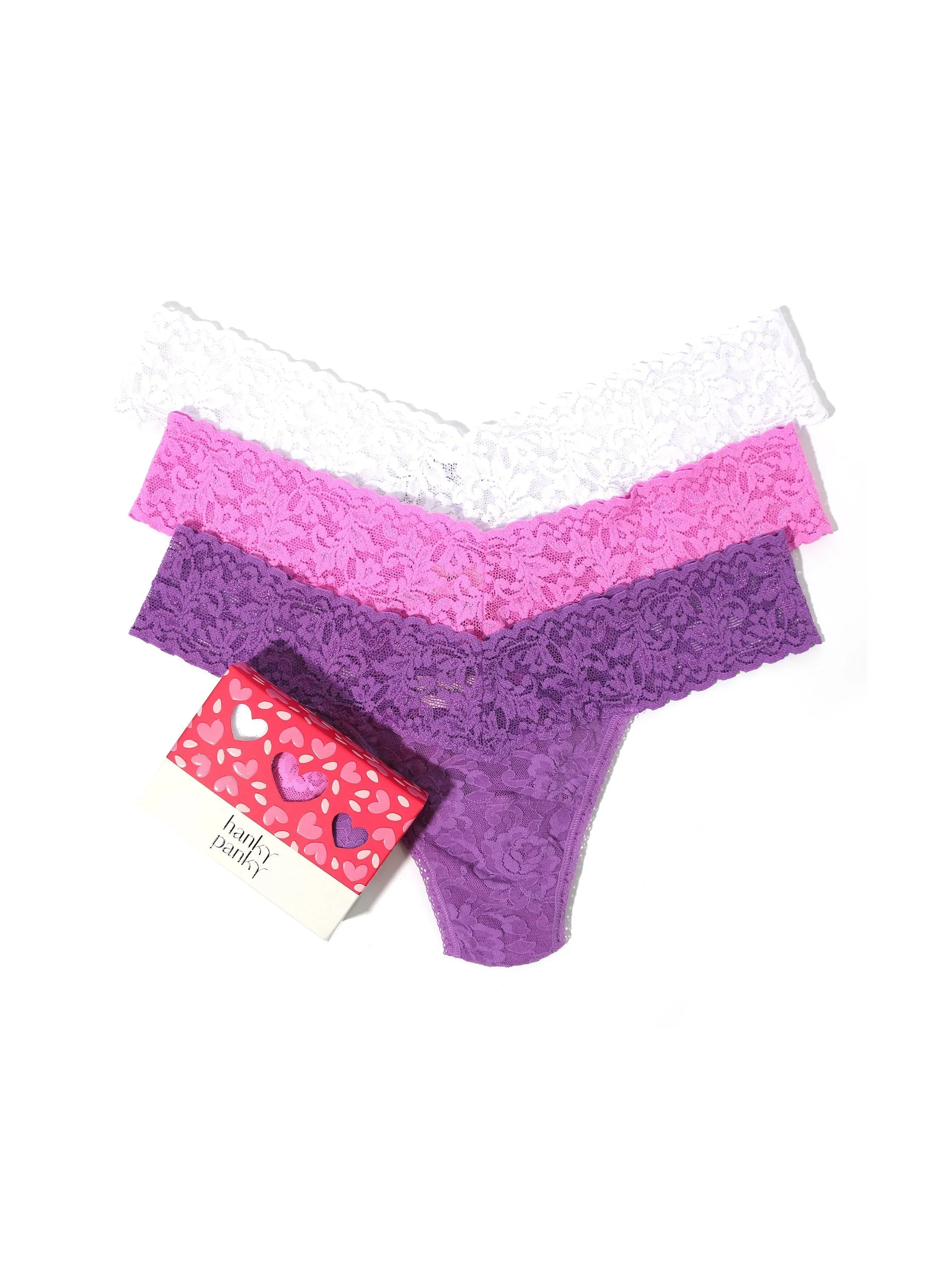 Valentine's Day 3 Pack Low Rise Thongs sold by Hanky Panky