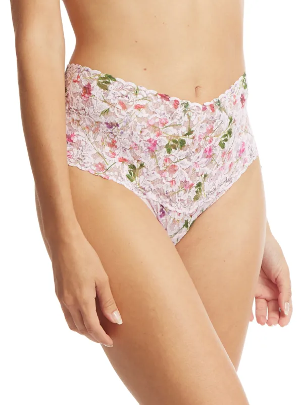 Printed Retro Lace Thong Rise And Vines Sale sold by Hanky Panky