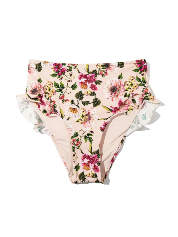 Ruffle High Rise Swim Bottom Botanical Treasures sold by Hanky Panky