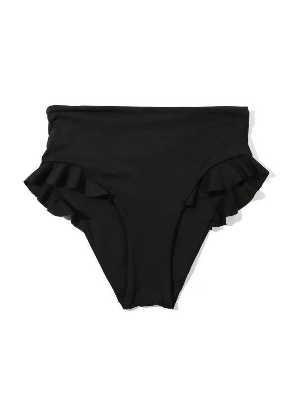 Ruffle High Rise Swim Bottom Black Sale sold by Hanky Panky