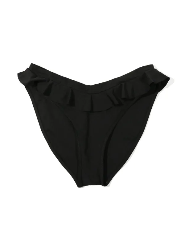 Ruffle V-Front Bikini Bottom Black Sale sold by Hanky Panky