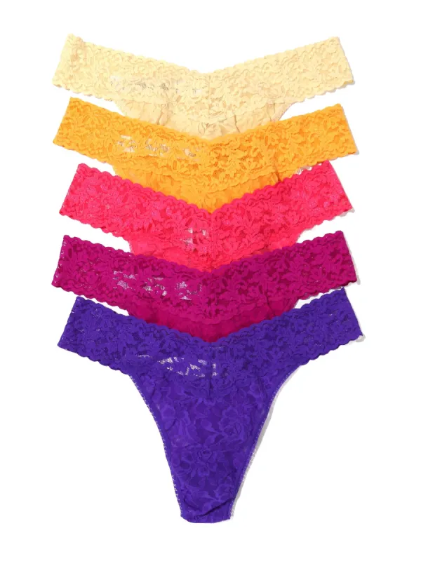 5 Pack Signature Lace Original Rise Thongs Sale sold by Hanky Panky