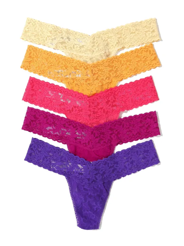 5 Pack Signature Lace Low Rise Thongs Sale sold by Hanky Panky