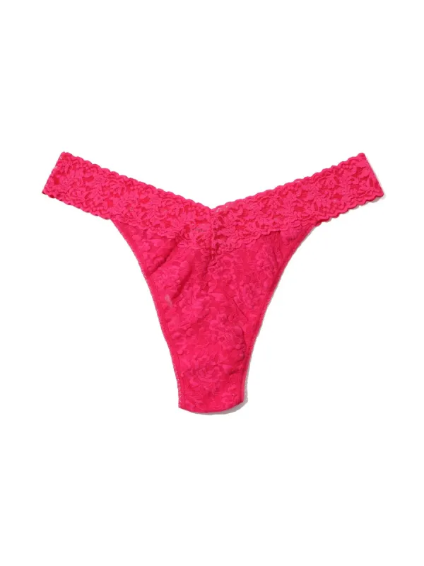 Plus Size Signature Lace Original Rise Thong Morning Glory Pink Sale sold by Hanky Panky