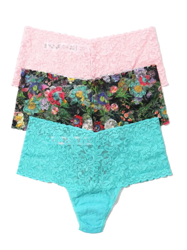 3 Pack Printed Retro Lace Thong Exclusive Voices on the Veranda Sale sold by Hanky Panky