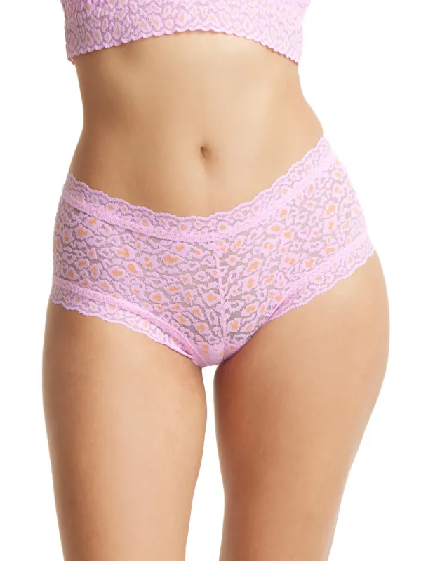 Cross Dyed Leopard Boyshort Rose Petal/ Orange sold by Hanky Panky