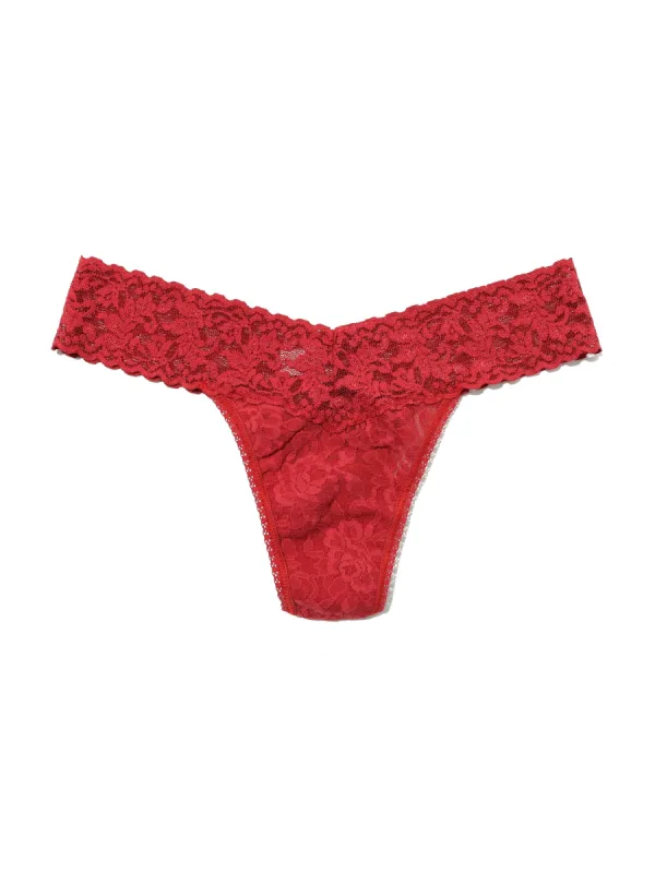 Petite Size Signature Lace Low Rise Thong Burnt Sienna Red sold by Hanky Panky