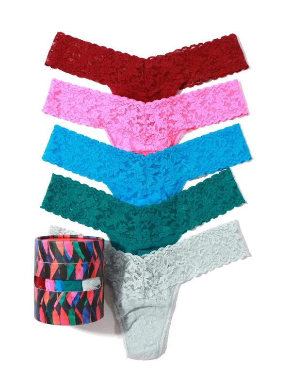 Holiday 5 Pack Signature Lace Petite Thongs sold by Hanky Panky