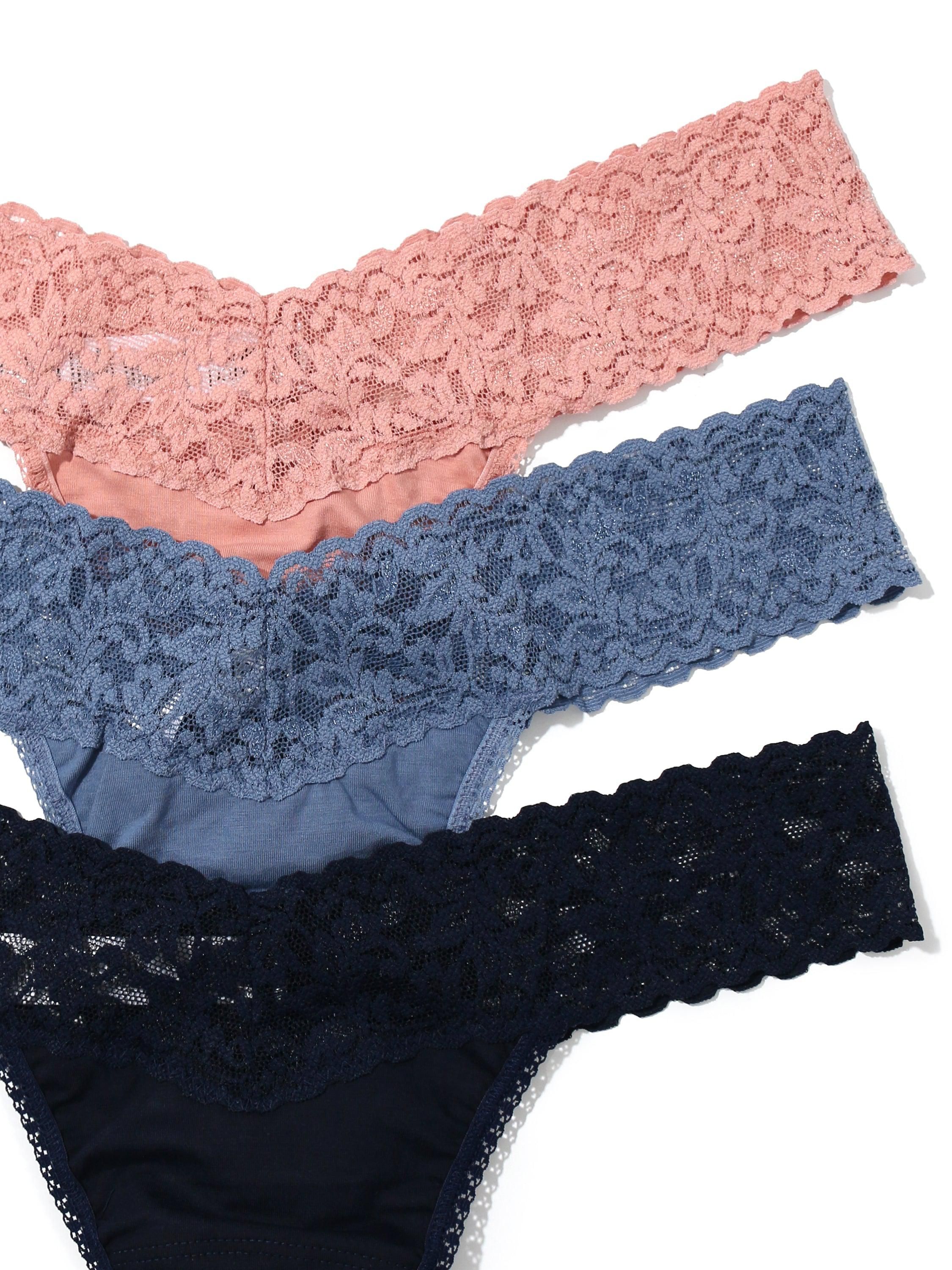 3 Pack Supima® Cotton Low Rise Thongs with Lace Rooibos sold by Hanky Panky product image thumbnail 2