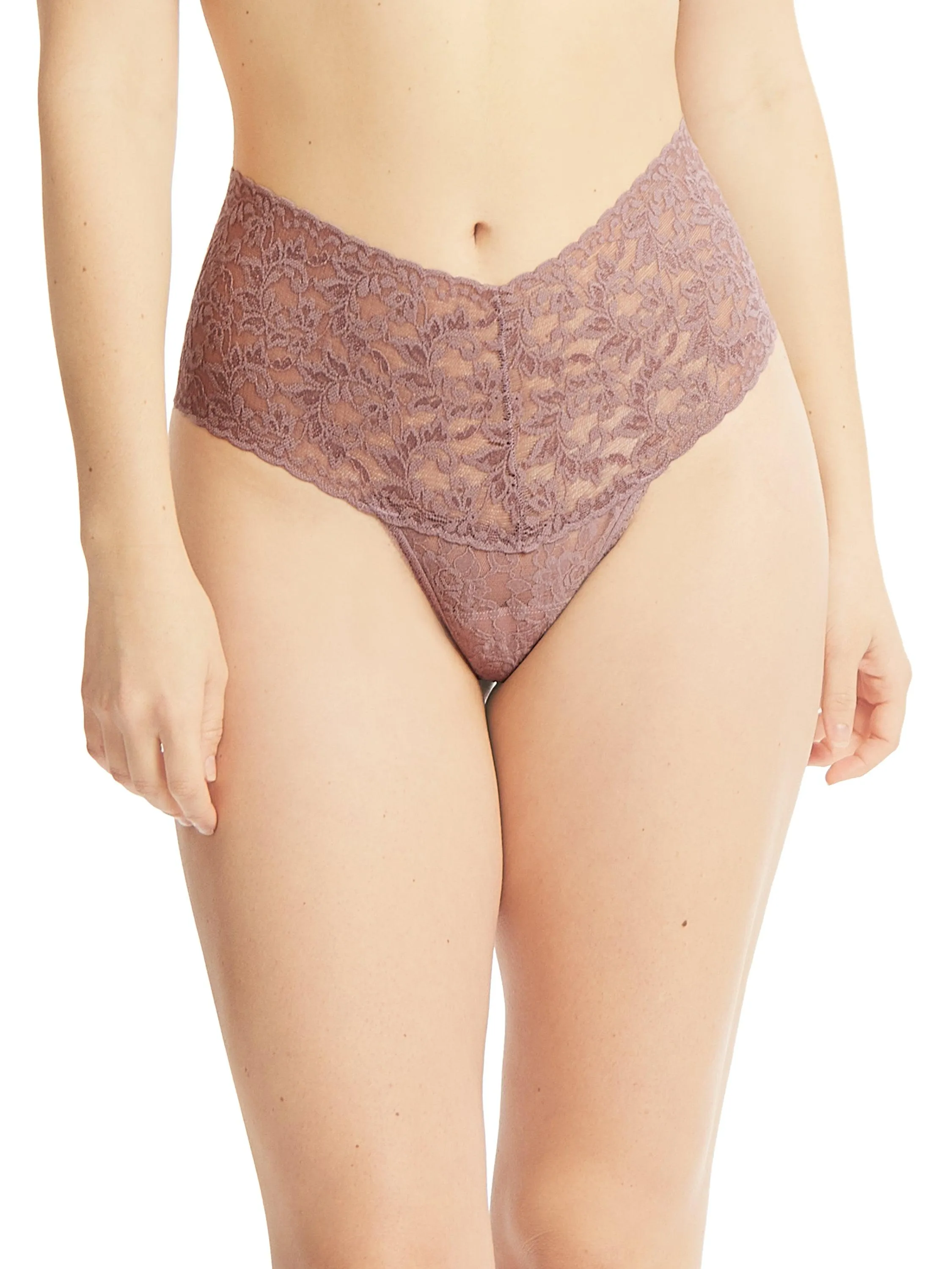 Retro Lace Thong Artichoke Heart Purple sold by Hanky Panky