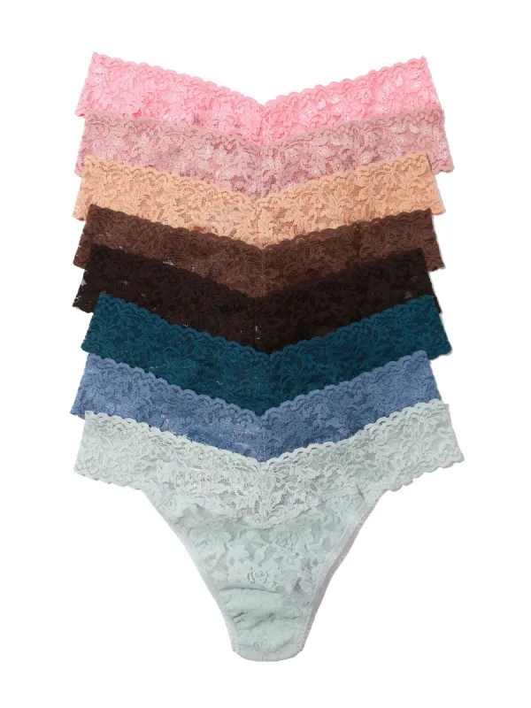8 Pack Signature Lace Original Rise Thongs Neutrals sold by Hanky Panky