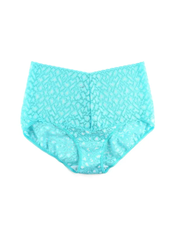 Cross Dyed Leopard Retro V-Kini Radiant Turquoise/ White sold by Hanky Panky