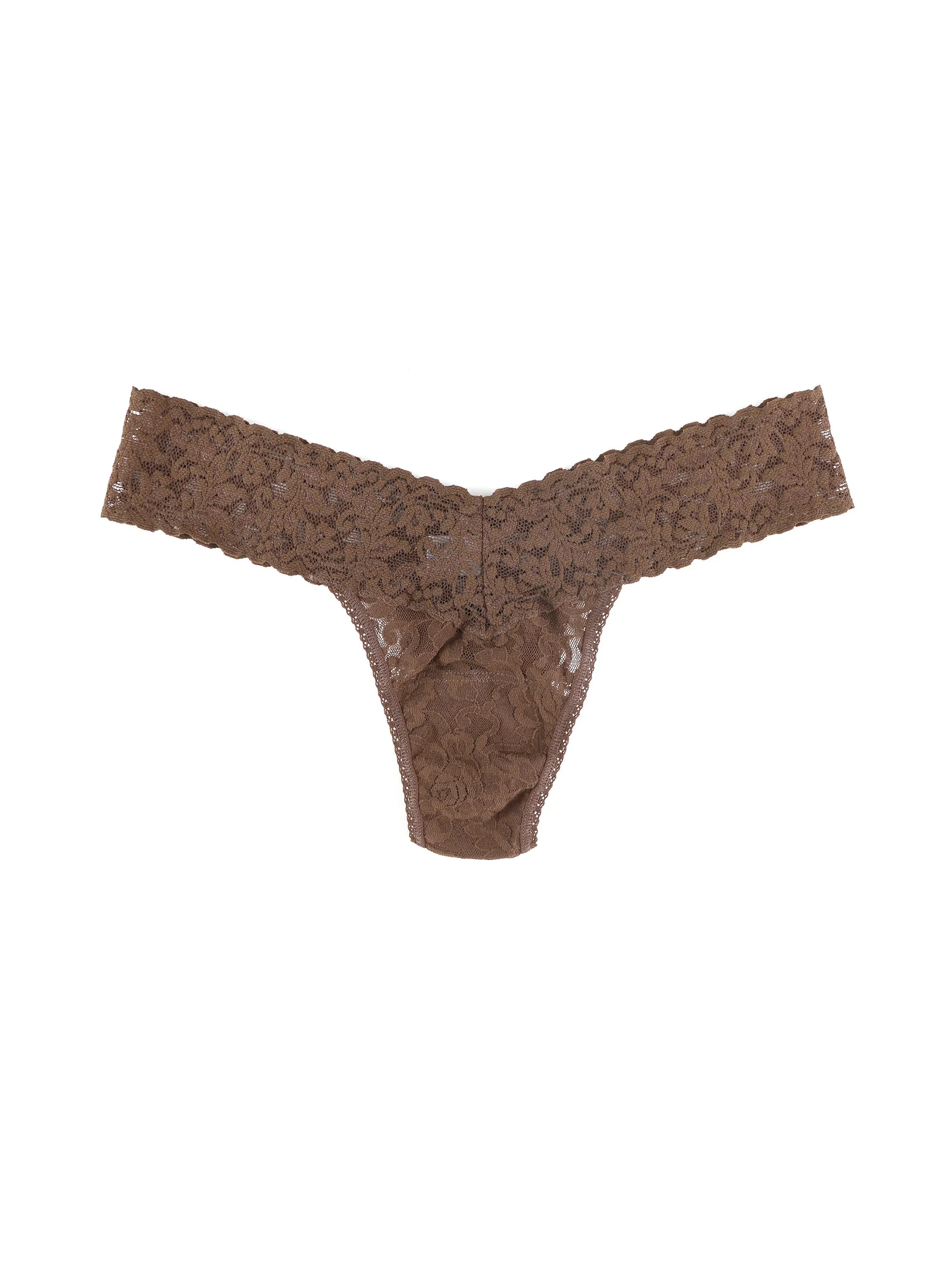 Signature Lace Low Rise Thong Dutch Chocolate Brown sold by Hanky Panky