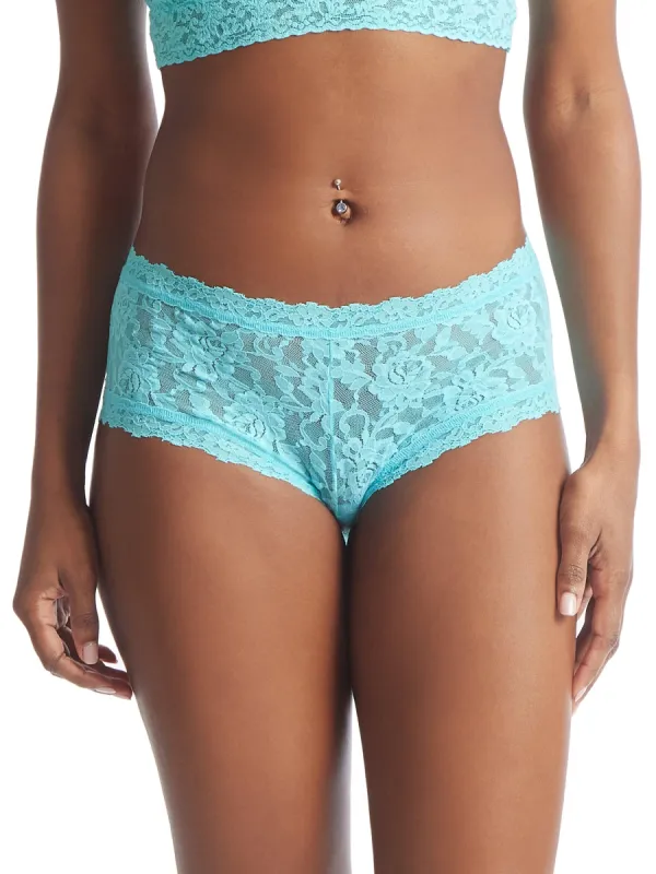 Signature Lace Boyshort Aquatic Blue sold by Hanky Panky