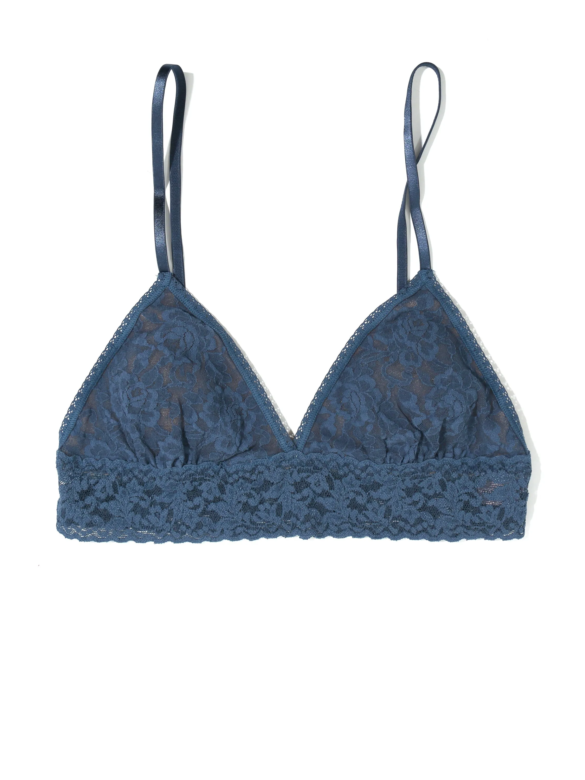 Signature Lace Padded Triangle Bralette Deep Waters Blue Sale sold by Hanky Panky