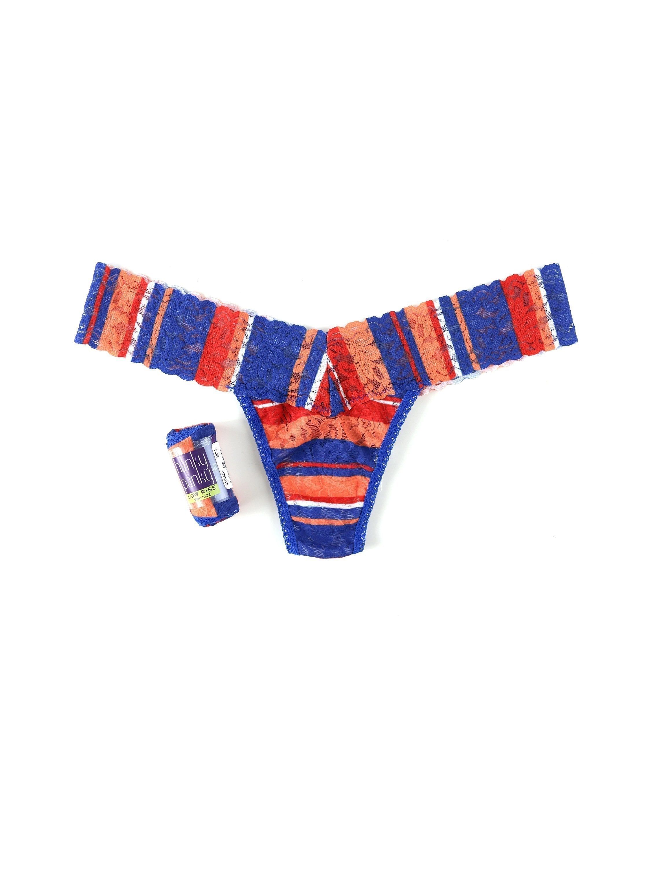 Printed Signature Lace Low Rise Thong Seaside Stripe sold by Hanky Panky product image thumbnail 4