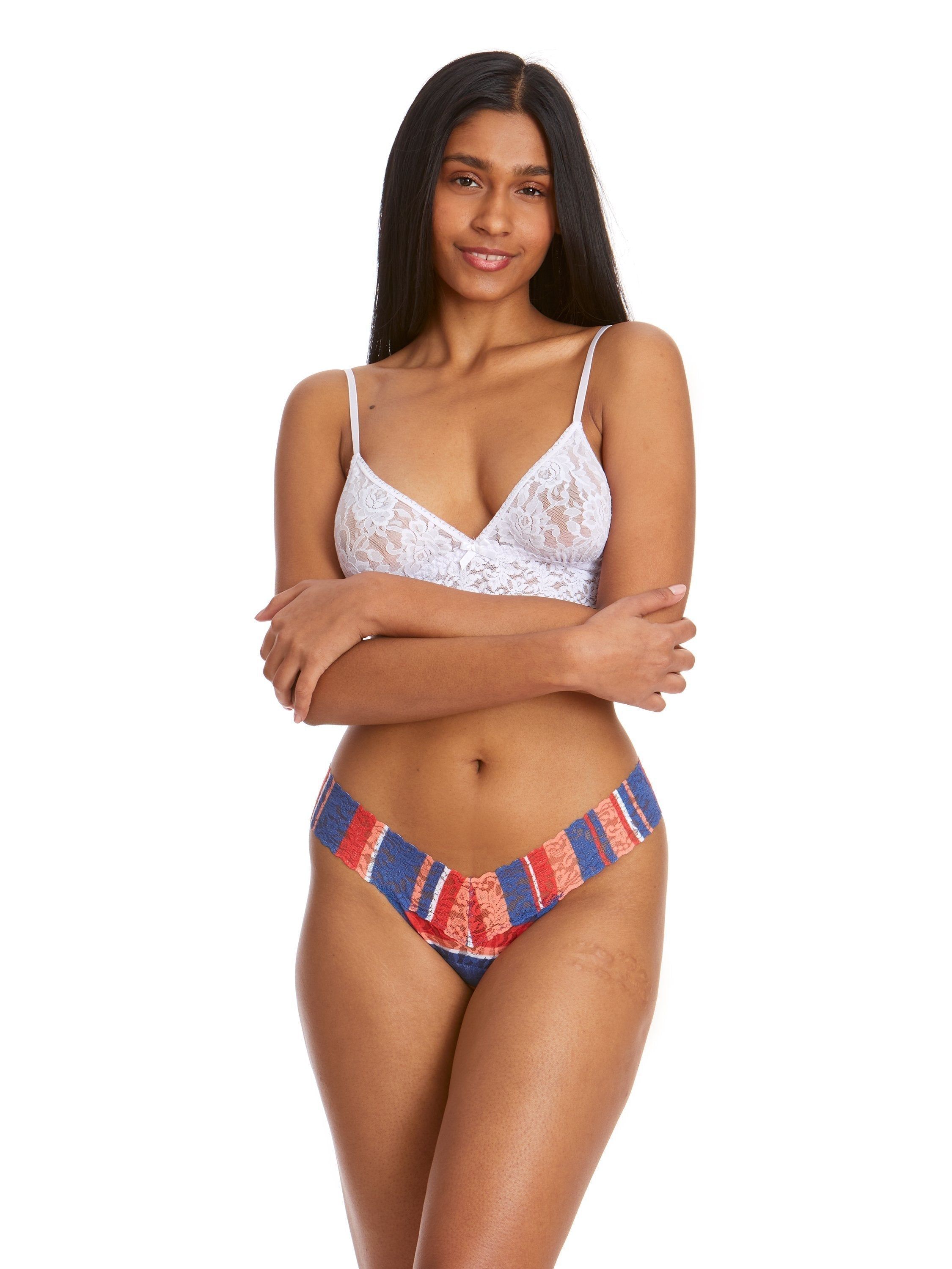 Printed Signature Lace Low Rise Thong Seaside Stripe sold by Hanky Panky product image thumbnail 2