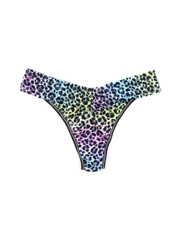 Printed Signature Lace Original Rise Thong Rainbow Leopard Sale sold by Hanky Panky