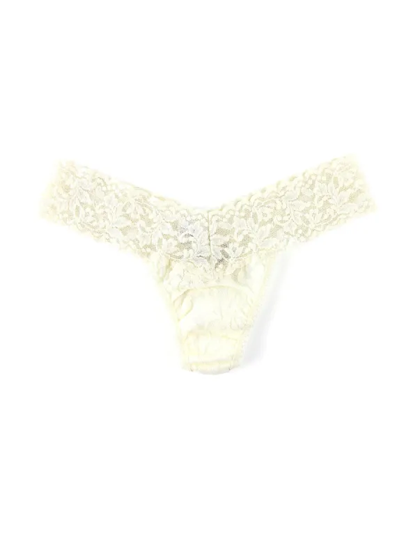 Petite Size Signature Lace Low Rise Thong Ivory sold by Hanky Panky
