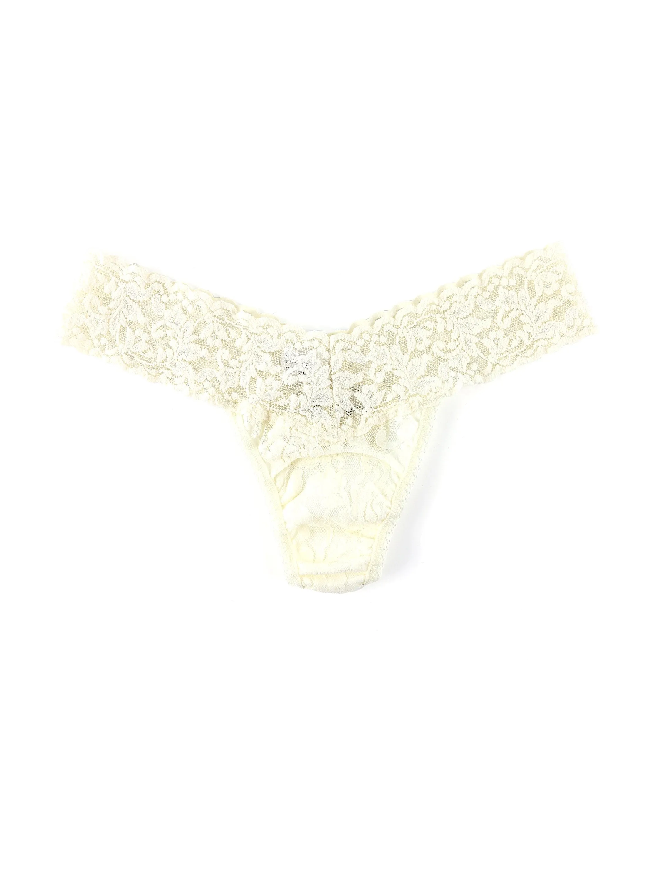 Petite Size Signature Lace Low Rise Thong Ivory sold by Hanky Panky