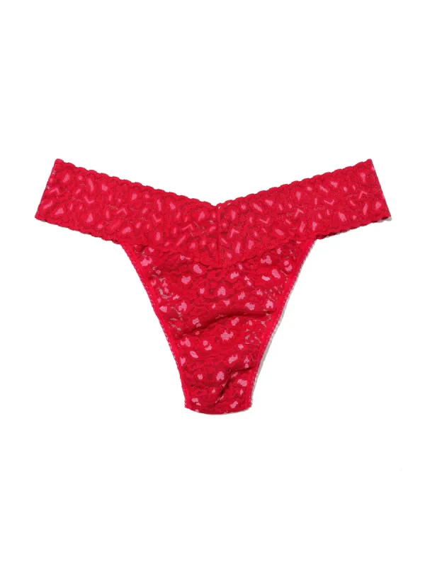 Cross-Dyed Leopard Original Rise Thong Berry Sangria Sale sold by Hanky Panky