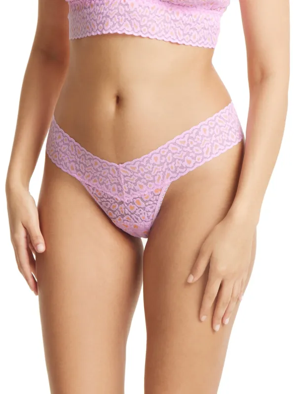 Cross Dyed Leopard Low Rise Thong Rose Petal sold by Hanky Panky
