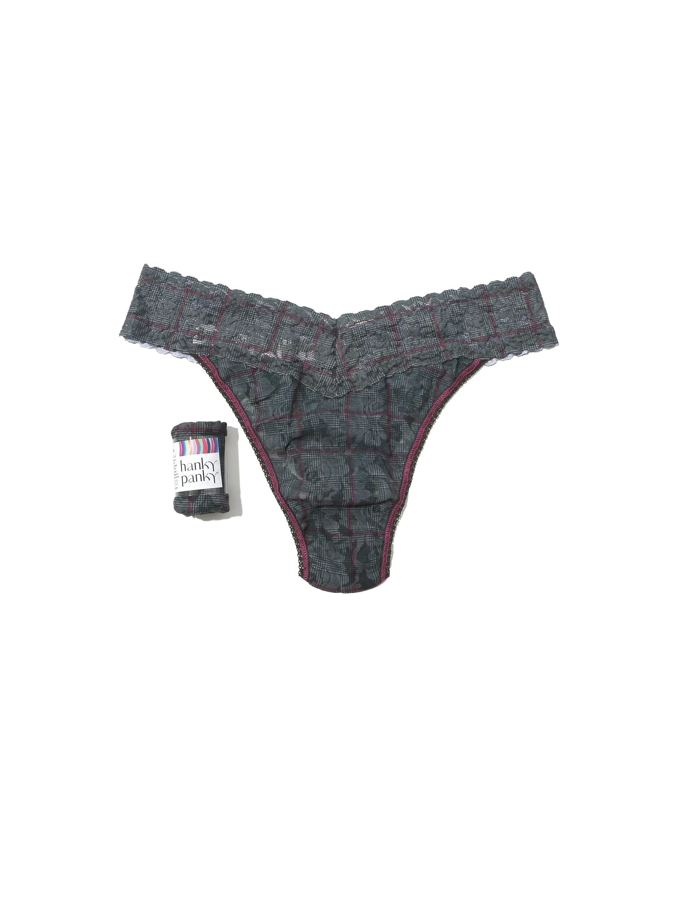 Printed Signature Lace Original Rise Thong Academy Check Sale sold by Hanky Panky product image thumbnail 4
