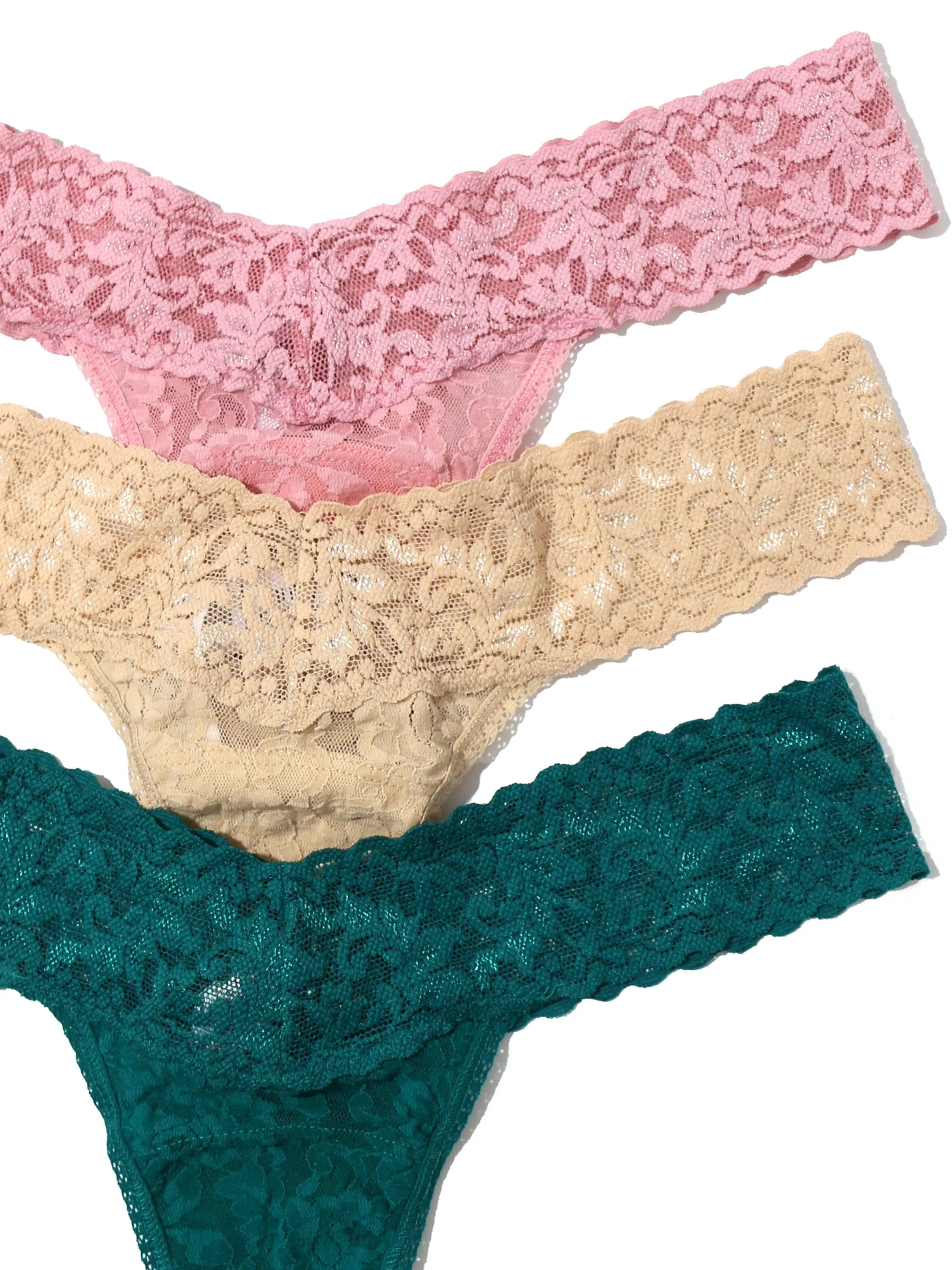 3 Pack Signature Lace Low Rise Thongs Meadow Rose Pink Sale sold by Hanky Panky product image thumbnail 2