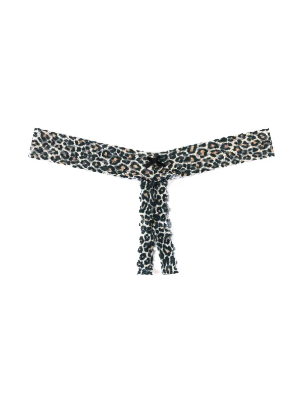 Plus Size Classic Leopard Signature Lace Crotchless Thong sold by Hanky Panky