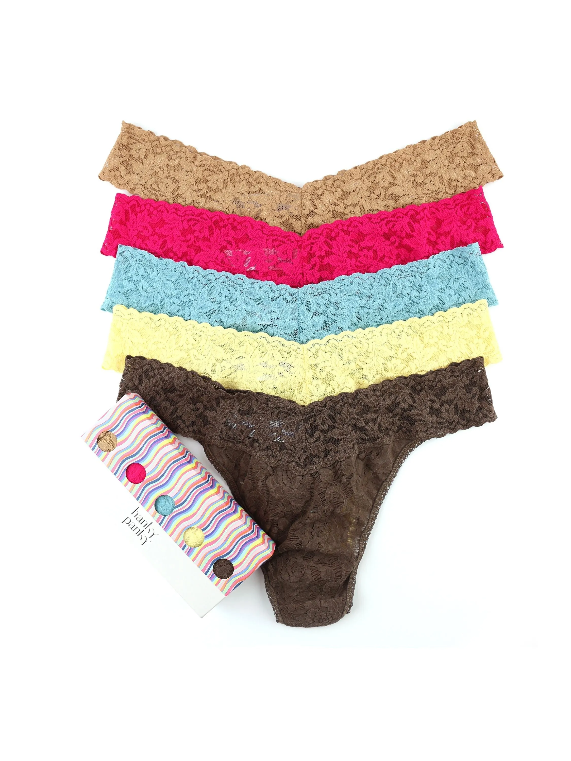 5 Pack Signature Lace Original Rise Thongs sold by Hanky Panky