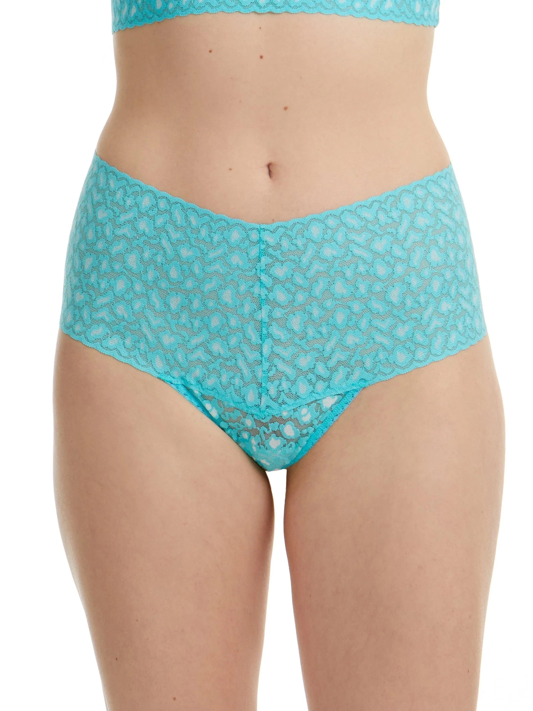 Cross-Dyed Leopard Retro Thong Radiant Turquoise/ White sold by Hanky Panky product image thumbnail 3