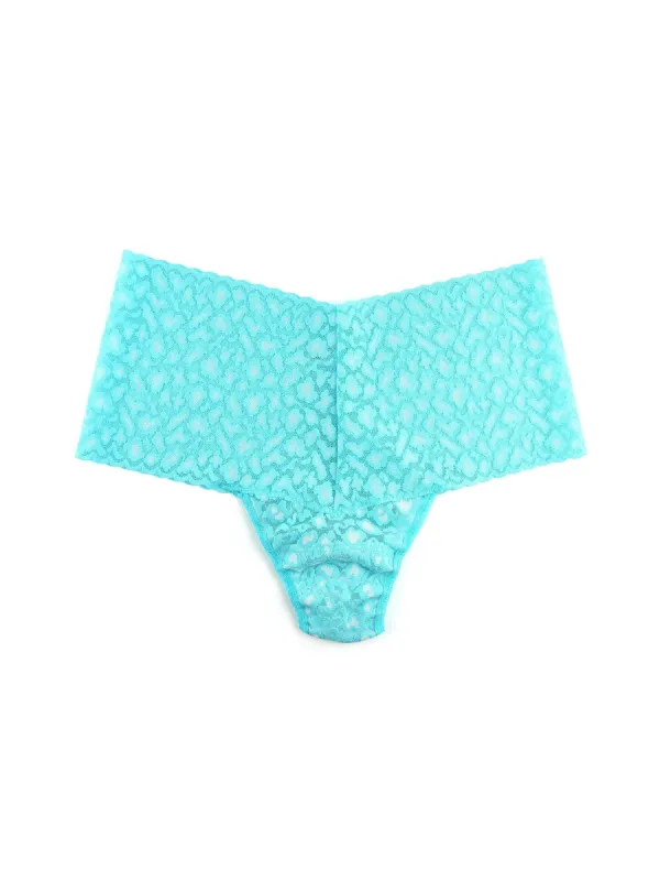 Cross-Dyed Leopard Retro Thong Radiant Turquoise/ White sold by Hanky Panky