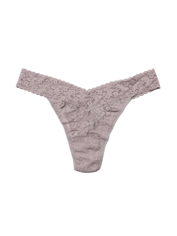 Plus Size Signature Lace Original Rise Thong Steel Grey sold by Hanky Panky