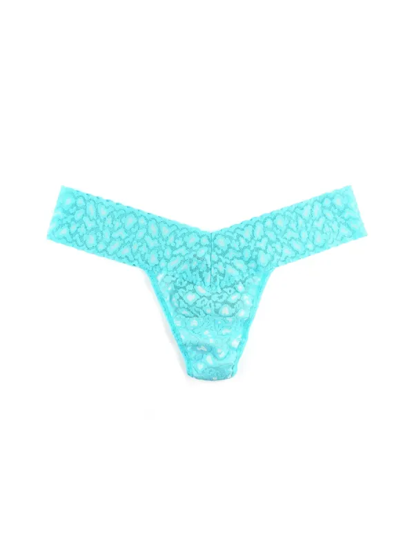 Cross Dyed Leopard Low Rise Thong Radiant Turquoise Sale sold by Hanky Panky