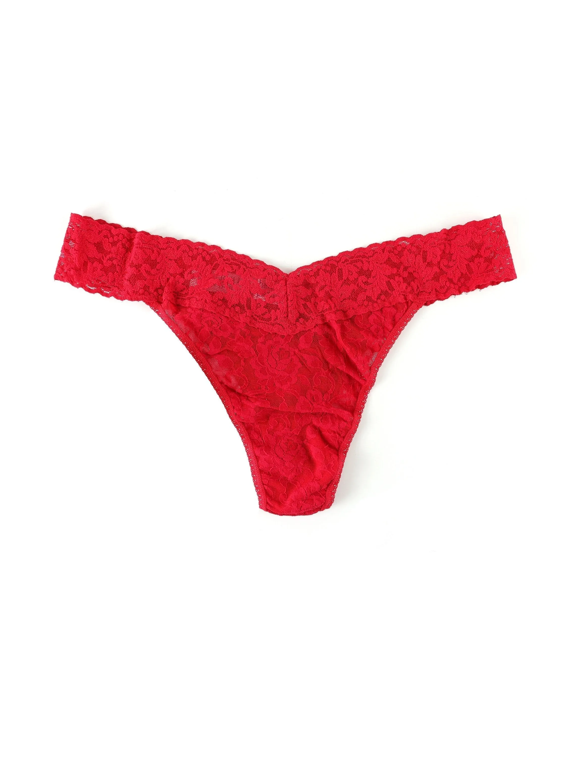 Plus Size Signature Lace® Original Rise Thong Red sold by Hanky Panky