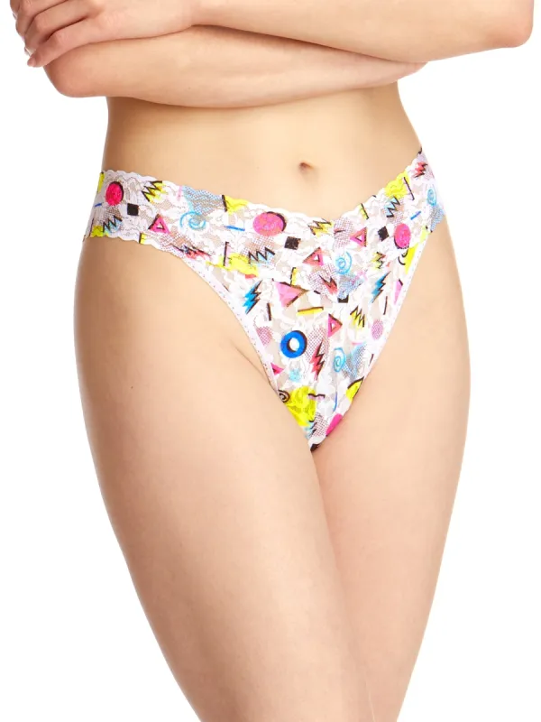 Printed Signature Lace Original Rise Thong 80's Rad Geo Sale sold by Hanky Panky