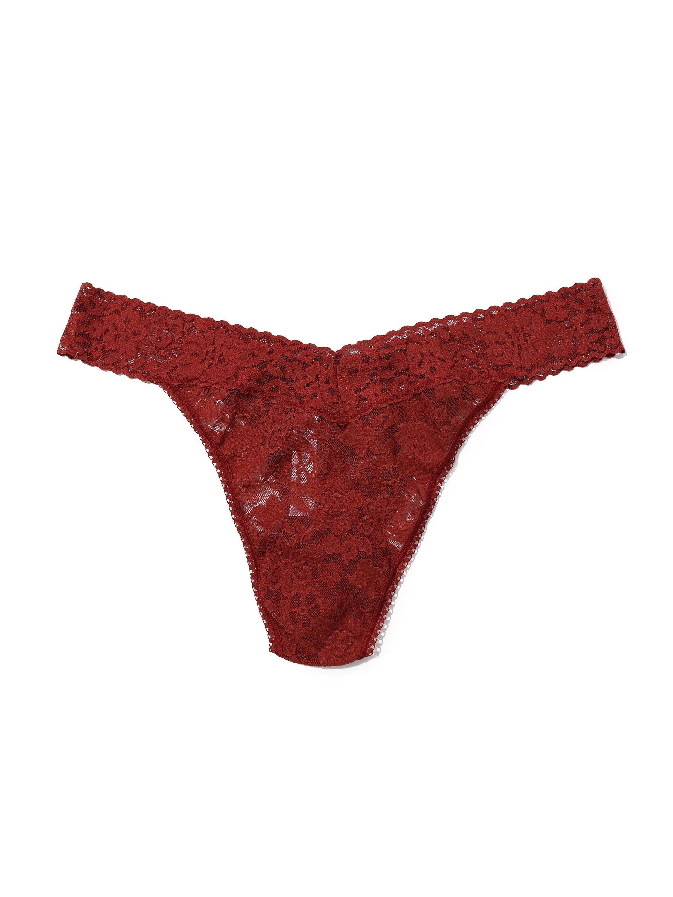 Plus Size Daily Lace™ Original Rise Thong Shiraz Red Sale sold by Hanky Panky