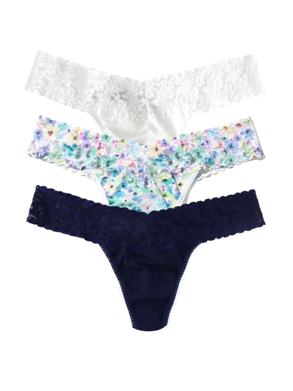 3 Pack Supima Cotton Low Rise Thongs with Contrast Trim  Wishful Thinking Sale sold by Hanky Panky