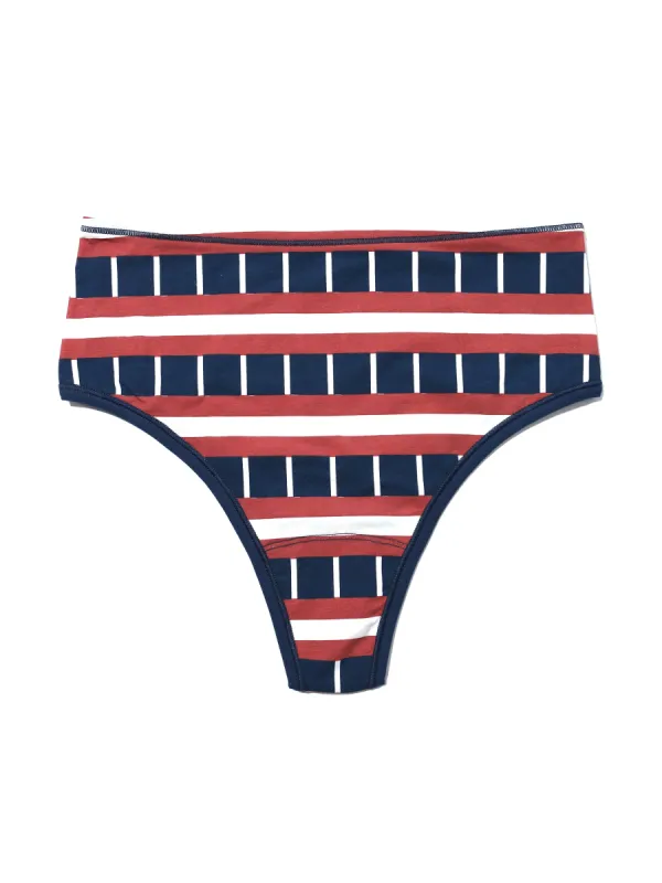 Printed PlayStretch™ High Rise Thong Bateau sold by Hanky Panky