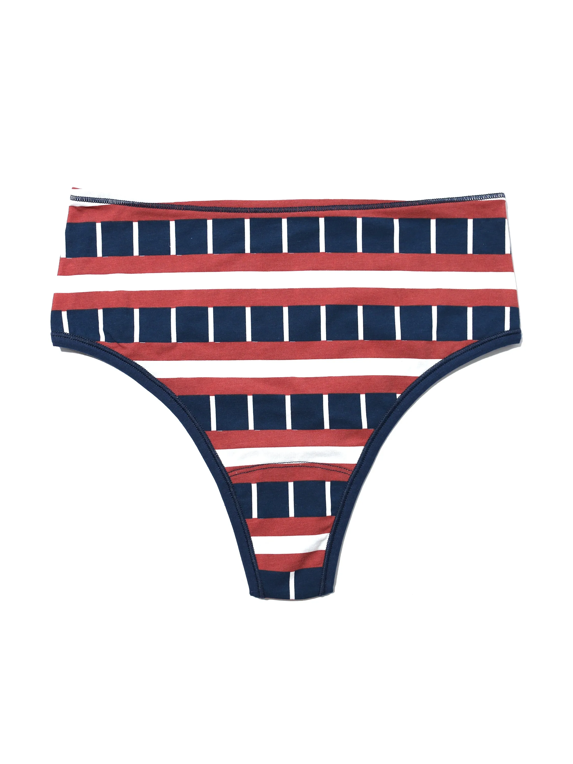 Printed PlayStretch™ High Rise Thong Bateau sold by Hanky Panky
