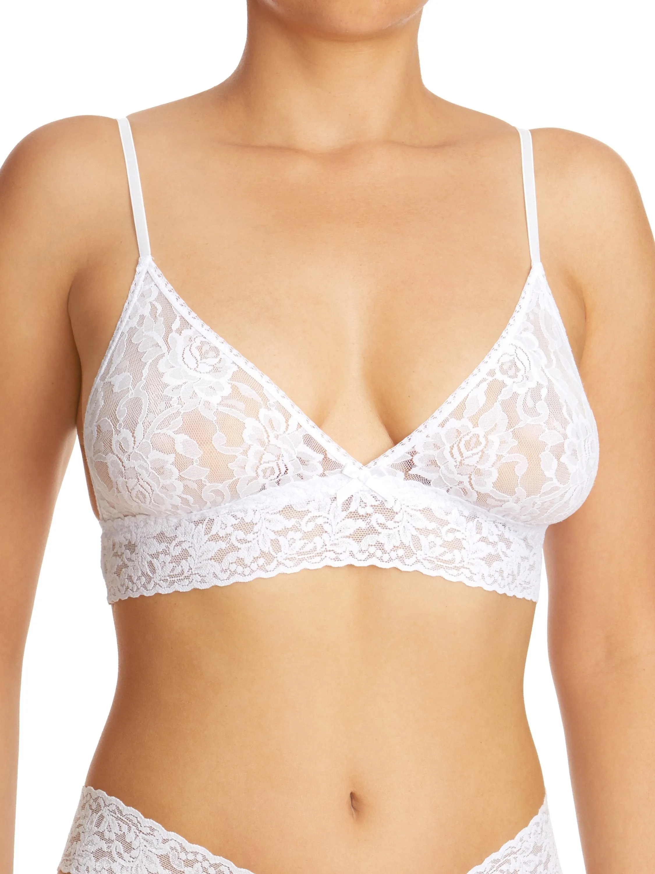 Signature Lace Triangle Bralette White sold by Hanky Panky