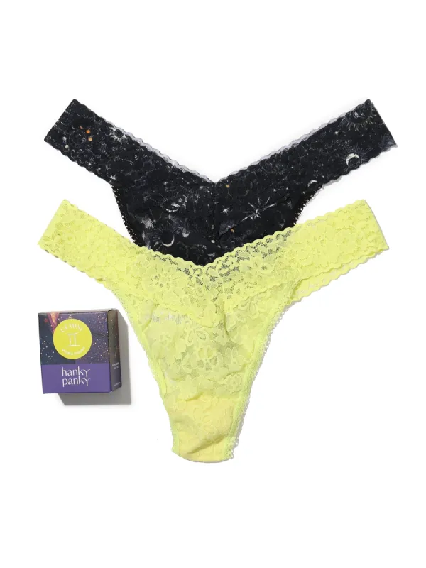 Daily Lace™ Astrology Original Rise Thong 2 Pack Gemini sold by Hanky Panky