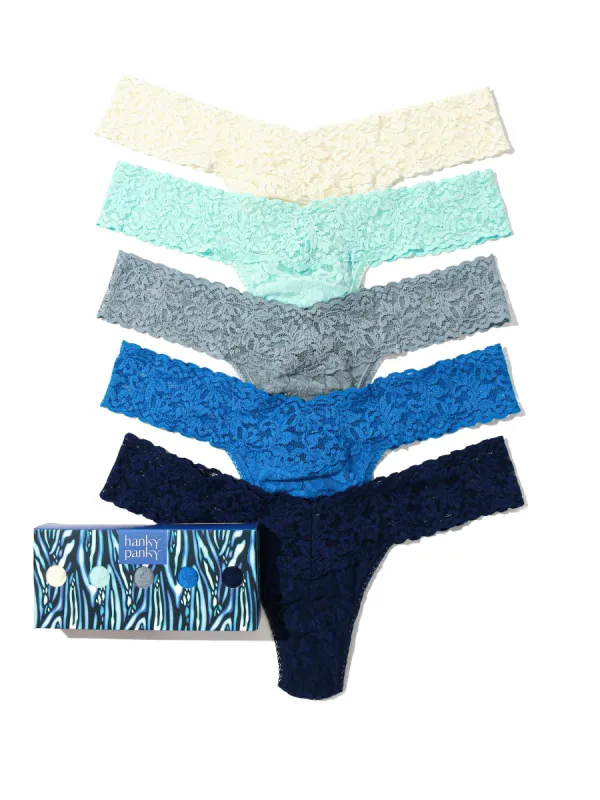 5 Pack Signature Lace Low Rise Thongs in Printed Box Sale sold by Hanky Panky