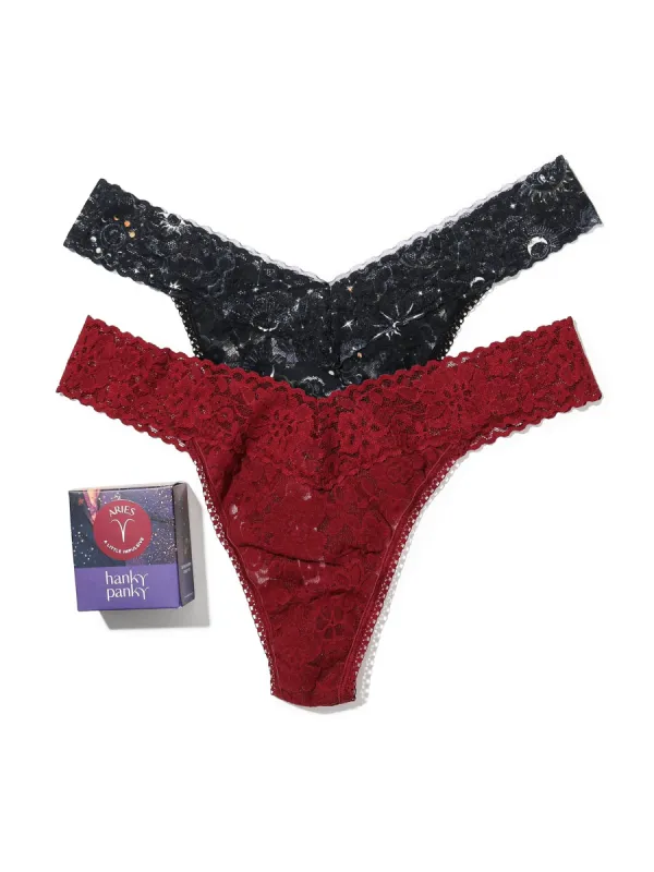 Daily Lace™ Astrology Original Rise Thong 2 Pack Aries sold by Hanky Panky