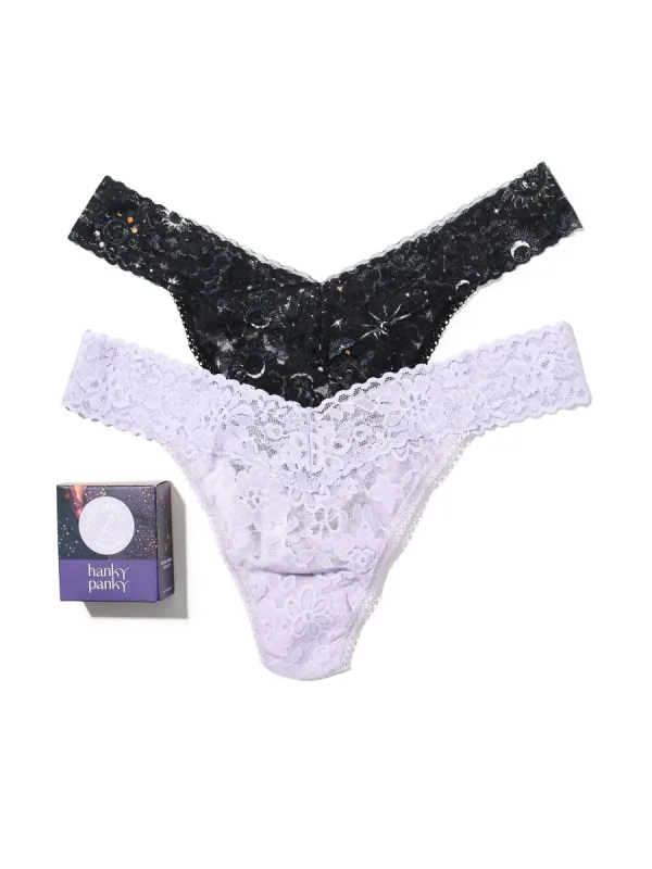 Daily Lace™ Astrology Original Rise Thong 2 Pack Sagittarius sold by Hanky Panky