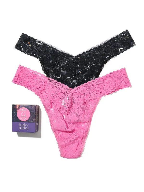 Daily Lace™ Astrology Original Rise Thong 2 Pack Libra sold by Hanky Panky