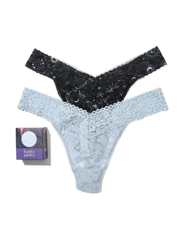 Daily Lace™ Astrology Original Rise Thong 2 Pack Capricorn sold by Hanky Panky