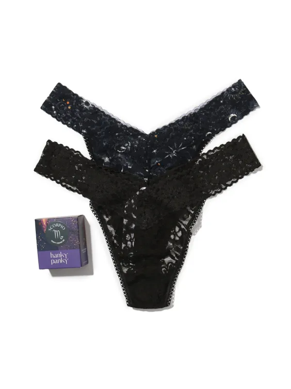 Daily Lace™ Astrology Original Rise Thong 2 Pack Scorpio sold by Hanky Panky