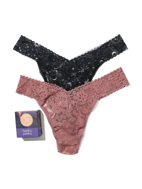 Daily Lace™ Astrology Original Rise Thong 2 Pack Virgo sold by Hanky Panky