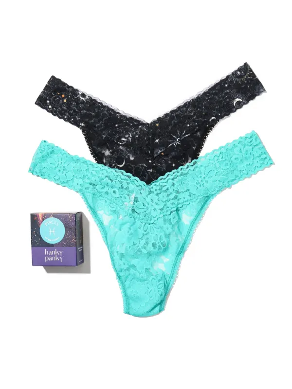 Daily Lace™ Astrology Original Rise Thong 2 Pack Pisces sold by Hanky Panky
